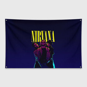 Флаг-баннер с принтом Nirvana Neon , 100% полиэстер | размер 67 х 109 см, плотность ткани — 95 г/м2; по краям флага есть четыре люверса для крепления | alternative | kurt cobain | metall | music | nirvana | rock | альтернатива | курт кобейн | курт кобэйн | металл | музыка | нирвана | нирванна | рок