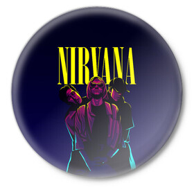 Значок с принтом Nirvana Neon ,  металл | круглая форма, металлическая застежка в виде булавки | alternative | kurt cobain | metall | music | nirvana | rock | альтернатива | курт кобейн | курт кобэйн | металл | музыка | нирвана | нирванна | рок