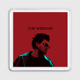 Магнит 55*55 с принтом the weeknd , Пластик | Размер: 65*65 мм; Размер печати: 55*55 мм | blinding lights | music | pop | star boy | the weekend | the weeknd | музыка | уикенд