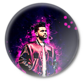Значок с принтом The Weeknd ,  металл | круглая форма, металлическая застежка в виде булавки | Тематика изображения на принте: blinding lights | music | pop | star boy | the weekend | the weeknd | музыка | уикенд