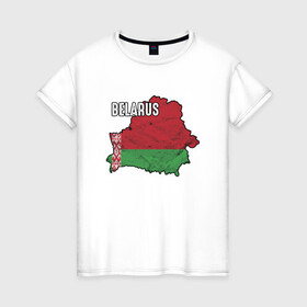 Женская футболка хлопок с принтом Belarus Map , 100% хлопок | прямой крой, круглый вырез горловины, длина до линии бедер, слегка спущенное плечо | belarus | ussr | беларусь | белорус | белоруссия | лукашенко | минск | ссср | страна | турист | флаг