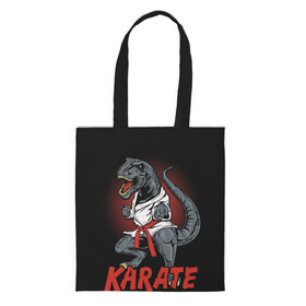 Шоппер 3D с принтом KARATE T-REX , 100% полиэстер | Плотность: 200 г/м2; Размер: 34×35 см; Высота лямок: 30 см | animal | dinosaur | fight | fighter | hunter | karate | red | sport | strong | t rex | боец | бои | динозавр | карате | сила | спорт | тиранозавр | хищник