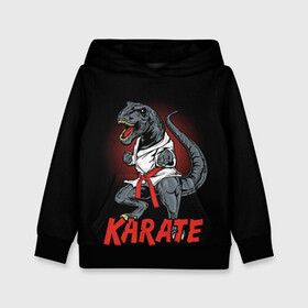 Детская толстовка 3D с принтом KARATE T-REX , 100% полиэстер | двухслойный капюшон со шнурком для регулировки, мягкие манжеты на рукавах и по низу толстовки, спереди карман-кенгуру с мягким внутренним слоем | animal | dinosaur | fight | fighter | hunter | karate | red | sport | strong | t rex | боец | бои | динозавр | карате | сила | спорт | тиранозавр | хищник