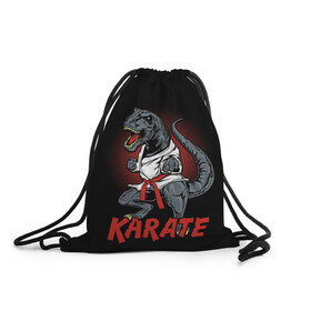 Рюкзак-мешок 3D с принтом KARATE T-REX , 100% полиэстер | плотность ткани — 200 г/м2, размер — 35 х 45 см; лямки — толстые шнурки, застежка на шнуровке, без карманов и подкладки | animal | dinosaur | fight | fighter | hunter | karate | red | sport | strong | t rex | боец | бои | динозавр | карате | сила | спорт | тиранозавр | хищник