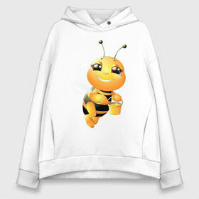 Женское худи Oversize хлопок с принтом Милая пчелка , френч-терри — 70% хлопок, 30% полиэстер. Мягкий теплый начес внутри —100% хлопок | боковые карманы, эластичные манжеты и нижняя кромка, капюшон на магнитной кнопке | Тематика изображения на принте: здоровье | мед | насекомые | природа | пчела | пчелка | пчелы