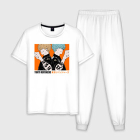 Мужская пижама хлопок с принтом Tokyo Revengers , 100% хлопок | брюки и футболка прямого кроя, без карманов, на брюках мягкая резинка на поясе и по низу штанин
 | anime | tokyo revengers | аниме | манга | токийские мстители