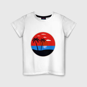 Детская футболка хлопок с принтом Море , 100% хлопок | круглый вырез горловины, полуприлегающий силуэт, длина до линии бедер | Тематика изображения на принте: лето | море | морские мотивы | отдых | пальмы