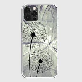 Чехол для iPhone 12 Pro Max с принтом Одуванчики , Силикон |  | Тематика изображения на принте: волны | мятое | одуванчик | одуванчики | пух | серый фон | цветок