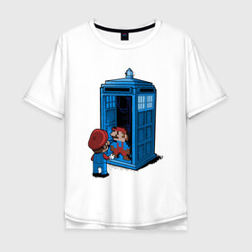 Мужская футболка хлопок Oversize с принтом Tardis Mario , 100% хлопок | свободный крой, круглый ворот, “спинка” длиннее передней части | Тематика изображения на принте: doctor who | future | space | tardis | time | будка | будущее | время | галактика | доктор кто | космос | марио | машина времени | наука | приключения | пространство | профессор | прошлое | сериал | тардис | телепорт | уче