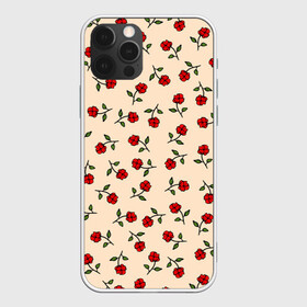 Чехол для iPhone 12 Pro Max с принтом Прованс из роз , Силикон |  | flowers | girls | red roses | roses | vintage | букет | бутоны | винтаж | девушкам | женщинам | красные розы | красные цветы | листья | нарисованные цветы | подарок | природа | прованс | розы | узор | цветочный принт