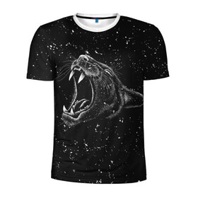 Мужская футболка 3D спортивная с принтом Пантера в ночи , 100% полиэстер с улучшенными характеристиками | приталенный силуэт, круглая горловина, широкие плечи, сужается к линии бедра | арт | графика | животные | звери | пантера