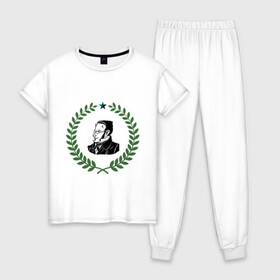 Женская пижама хлопок с принтом Макс Штирнер , 100% хлопок | брюки и футболка прямого кроя, без карманов, на брюках мягкая резинка на поясе и по низу штанин | anarchy | spook | stirner | анархизм | исторические личности | философы | штирнер