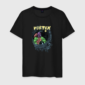 Мужская футболка хлопок с принтом Vortex (colorful)  , 100% хлопок | прямой крой, круглый вырез горловины, длина до линии бедер, слегка спущенное плечо. | Тематика изображения на принте: skull | астронавт | звезды | космонавт | космос | кости | скелет | череп