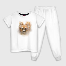 Детская пижама хлопок с принтом Собака Чиихуахуа , 100% хлопок |  брюки и футболка прямого кроя, без карманов, на брюках мягкая резинка на поясе и по низу штанин
 | dog | маленькая_собака | рыжая | собака | чихуахуа