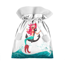 Подарочный 3D мешок с принтом Русалка на якоре , 100% полиэстер | Размер: 29*39 см | водолей | волна | волны | девочка | девчонка | море | мультик | мультфильм | океан | русалка | русалочка | рыба | рыбка | улыбка | хвост | хвостик | якорь