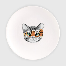 Тарелка с принтом Тигровый гот , фарфор | диаметр - 210 мм
диаметр для нанесения принта - 120 мм | Тематика изображения на принте: глаза усы | животные | звери | киса | кот | котик | пушистый | рыжий | серий | тигр | уши