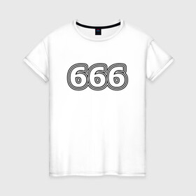 Женская футболка хлопок с принтом 666 , 100% хлопок | прямой крой, круглый вырез горловины, длина до линии бедер, слегка спущенное плечо | 666 | апокалипсис | дъявол | число | шесть