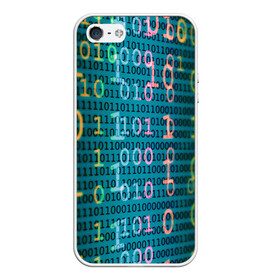 Чехол для iPhone 5/5S матовый с принтом Бинарный код , Силикон | Область печати: задняя сторона чехла, без боковых панелей | binary | code | бинарный | еденица | код | ноль | последовательность | программа