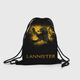 Рюкзак-мешок 3D с принтом Lannister logo yellow , 100% полиэстер | плотность ткани — 200 г/м2, размер — 35 х 45 см; лямки — толстые шнурки, застежка на шнуровке, без карманов и подкладки | crow | fire and blood | game of thrones | lannister | stark | statwb | targaryen | винтерфел | ворон | игра престолов | король ночи | ланнистер | лютоволк | мать драконов | пламя и кровь | север | старки | таргариен | черные крылья