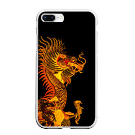 Чехол для iPhone 7Plus/8 Plus матовый с принтом Золотой китайский дракон , Силикон | Область печати: задняя сторона чехла, без боковых панелей | азиатский дракон | дракон | золотой | золотой азиатский дракон | золотой дракон | золотой китайский дракон | золотой японский дракон | китайский дракон | японский дракон