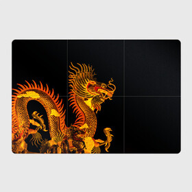 Магнитный плакат 3Х2 с принтом Золотой китайский дракон , Полимерный материал с магнитным слоем | 6 деталей размером 9*9 см | азиатский дракон | дракон | золотой | золотой азиатский дракон | золотой дракон | золотой китайский дракон | золотой японский дракон | китайский дракон | японский дракон