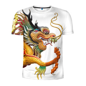 Мужская футболка 3D спортивная с принтом Желтый китайский дракон 3D , 100% полиэстер с улучшенными характеристиками | приталенный силуэт, круглая горловина, широкие плечи, сужается к линии бедра | азиатский дракон | дракон | дракон 3d | дракон 3д | желтый | желтый азиатский дракон | желтый дракон | желтый китайский дракон | желтый японский дракон | золотой | золотой дракон