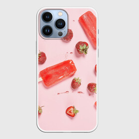 Чехол для iPhone 13 Pro Max с принтом Мороженое и клубника ,  |  | вода | капля | клубника | лёд | мороженое | фрукт | холод | ягода