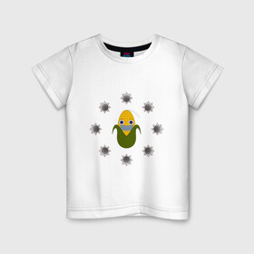 Детская футболка хлопок с принтом Кукуруза в маске , 100% хлопок | круглый вырез горловины, полуприлегающий силуэт, длина до линии бедер | ковид | коронавирус | кукуруза | маска