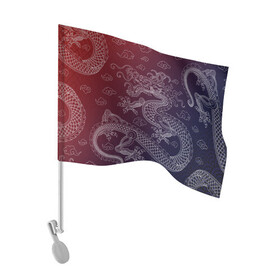 Флаг для автомобиля с принтом Традиционный китайский дракон , 100% полиэстер | Размер: 30*21 см | азиатский дракон | дракон | китайский дракон | традиционный | традиционный азиатский дракон | традиционный дракон | традиционный китайский дракон | традиционный японский дракон