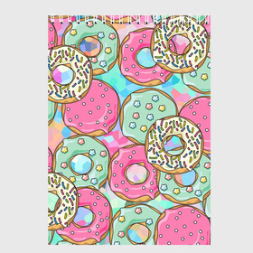 Скетчбук с принтом РазНоцветные Пончики , 100% бумага
 | 48 листов, плотность листов — 100 г/м2, плотность картонной обложки — 250 г/м2. Листы скреплены сверху удобной пружинной спиралью | Тематика изображения на принте: еда | звездочки | лето | пончики | разноцветные | сладости