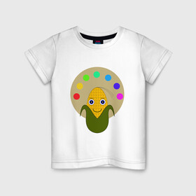 Детская футболка хлопок с принтом Кукуруза Художник , 100% хлопок | круглый вырез горловины, полуприлегающий силуэт, длина до линии бедер | краски | кукуруза | палитра | художник
