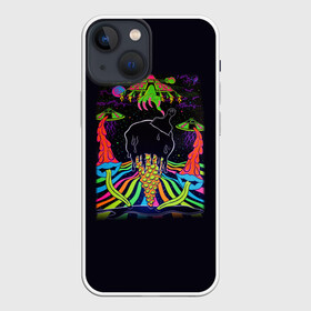 Чехол для iPhone 13 mini с принтом Психоделика НЛО ,  |  | pop art | арт | инопланетяне | космос | летающая тарелка | мороженное | нло | ногти | психодел | психоделика | радуга | рука