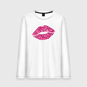 Мужской лонгслив хлопок с принтом Сахарный поцелуй губ , 100% хлопок |  | блестки | блестящий | губки | губы | краски | отпечаток | поцелуй | розовый