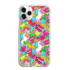 Чехол для iPhone 11 Pro матовый с принтом Губы фреш , Силикон |  | губки | губы | единорог | зубы | коктейль | корона | краски | пирог | пирожное | поцелуй | радуга | разводы | розовый | сердце | сочный | туфли | улыбки | фрукты | цвет | цвета | язык
