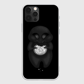 Чехол для iPhone 12 Pro Max с принтом Ом ном ном , Силикон |  | black | cute | dark | gothic | gourmand | gray | monochrome | mork2028 | shadow | булочка | готический | еда | милый | монохромный | морк2028 | обжора | пухляш | тёмный | тень | тьма | чёрно белый