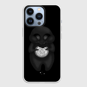 Чехол для iPhone 13 Pro с принтом Ом ном ном ,  |  | black | cute | dark | gothic | gourmand | gray | monochrome | mork2028 | shadow | булочка | готический | еда | милый | монохромный | морк2028 | обжора | пухляш | тёмный | тень | тьма | чёрно белый