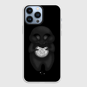 Чехол для iPhone 13 Pro Max с принтом Ом ном ном ,  |  | black | cute | dark | gothic | gourmand | gray | monochrome | mork2028 | shadow | булочка | готический | еда | милый | монохромный | морк2028 | обжора | пухляш | тёмный | тень | тьма | чёрно белый