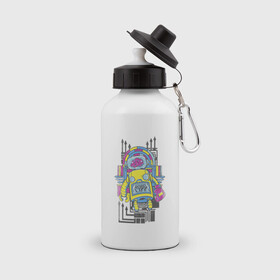 Бутылка спортивная с принтом Robo Life , металл | емкость — 500 мл, в комплекте две пластиковые крышки и карабин для крепления | life | арт | железяка | иллюстрация | робот