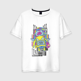 Женская футболка хлопок Oversize с принтом Robo Life , 100% хлопок | свободный крой, круглый ворот, спущенный рукав, длина до линии бедер
 | life | арт | железяка | иллюстрация | робот