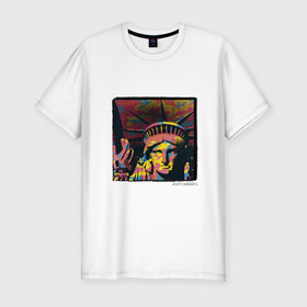 Мужская футболка хлопок Slim с принтом Andy Warhol , 92% хлопок, 8% лайкра | приталенный силуэт, круглый вырез ворота, длина до линии бедра, короткий рукав | знаменитость | картина. | поп арт | статуя свободы | энди уорхол