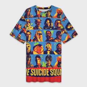 Платье-футболка 3D с принтом The Suicide Squad ,  |  | amanda waller | bloodsport | harley quinn | king shark | peacemaker | suicide squad | the suicide squad | vdzabma | бладспорт | король акул | крысолов | миротворец | харли