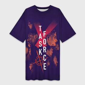 Платье-футболка 3D с принтом Task Force X ,  |  | amanda waller | bloodsport | harley quinn | king shark | peacemaker | suicide squad | the suicide squad | vdzabma | бладспорт | король акул | крысолов | миротворец | харли
