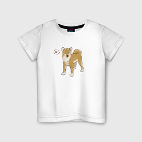 Детская футболка хлопок с принтом Сиба-Ину , 100% хлопок | круглый вырез горловины, полуприлегающий силуэт, длина до линии бедер | домашнее животное | животное | милая собака | сердечко | сиба ину | собака
