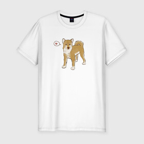 Мужская футболка хлопок Slim с принтом Сиба-Ину , 92% хлопок, 8% лайкра | приталенный силуэт, круглый вырез ворота, длина до линии бедра, короткий рукав | домашнее животное | животное | милая собака | сердечко | сиба ину | собака
