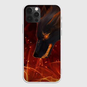 Чехол для iPhone 12 Pro Max с принтом ОГНЕНЫЙ ВОЛК, 3d , Силикон |  | Тематика изображения на принте: боевойоскал | волк | глаза | гнев | злой | зубы | искра | огонь | пламья | страшный | уголёк | языкипламени | ярость