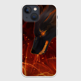 Чехол для iPhone 13 mini с принтом ОГНЕНЫЙ ВОЛК, 3d ,  |  | боевойоскал | волк | глаза | гнев | злой | зубы | искра | огонь | пламья | страшный | уголёк | языкипламени | ярость