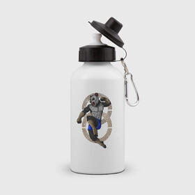 Бутылка спортивная с принтом Тайская панда , металл | емкость — 500 мл, в комплекте две пластиковые крышки и карабин для крепления | боец | бой | иллюстрация | муай тай | тайский бокс