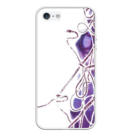 Чехол для iPhone 5/5S матовый с принтом Фиолетовые нити , Силикон | Область печати: задняя сторона чехла, без боковых панелей | Тематика изображения на принте: абстракция | акварель | асимметрия | верёвки | морские узлы | нити | фиолетовый