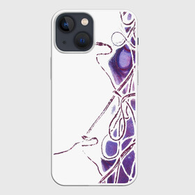 Чехол для iPhone 13 mini с принтом Фиолетовые нити ,  |  | абстракция | акварель | асимметрия | верёвки | морские узлы | нити | фиолетовый