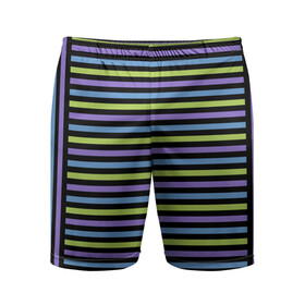 Мужские шорты спортивные с принтом Веселая полосочка ,  |  | Тематика изображения на принте: зелёный | полоска | простая | просто полоска | сиреневый